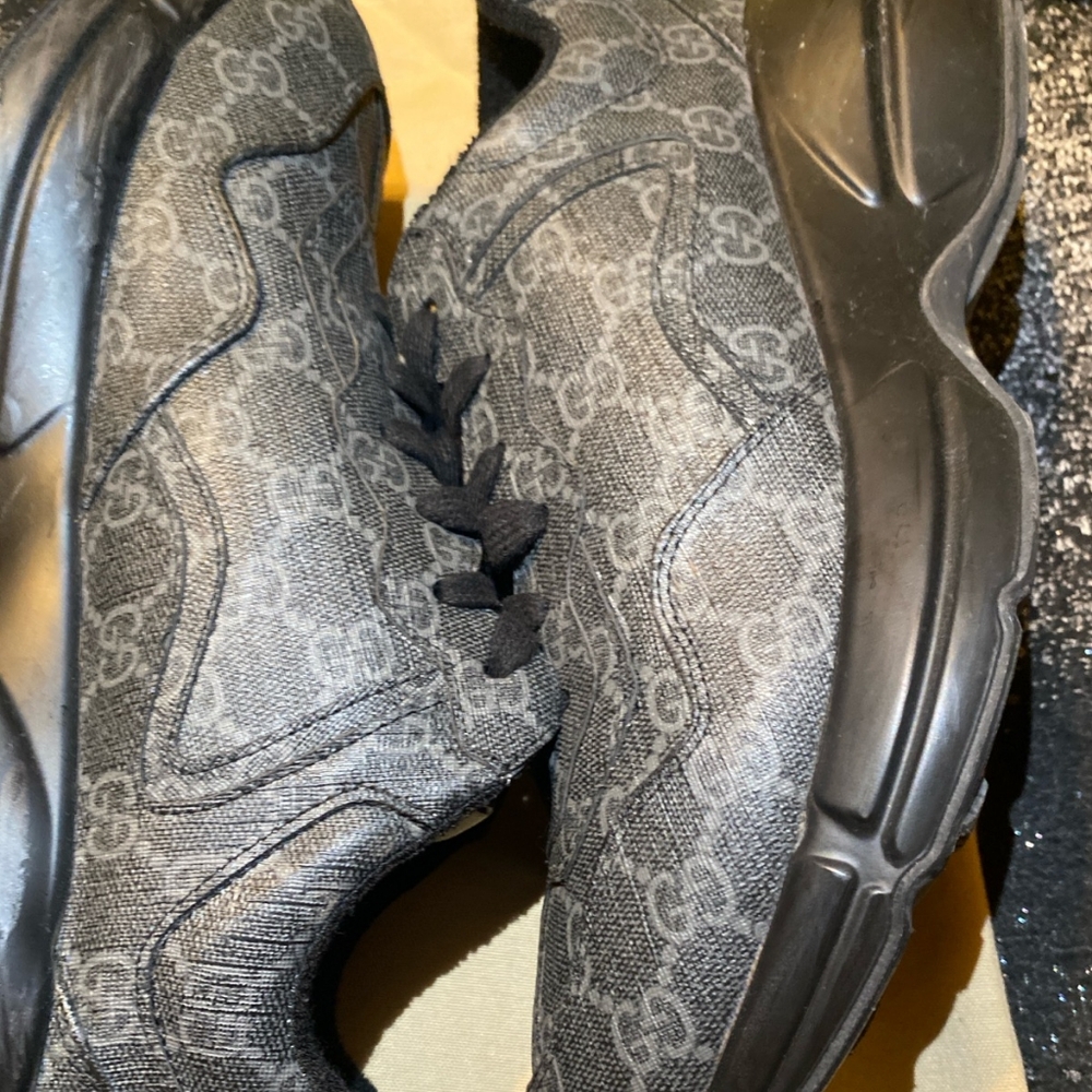 Black and Grey Gucci sneakers